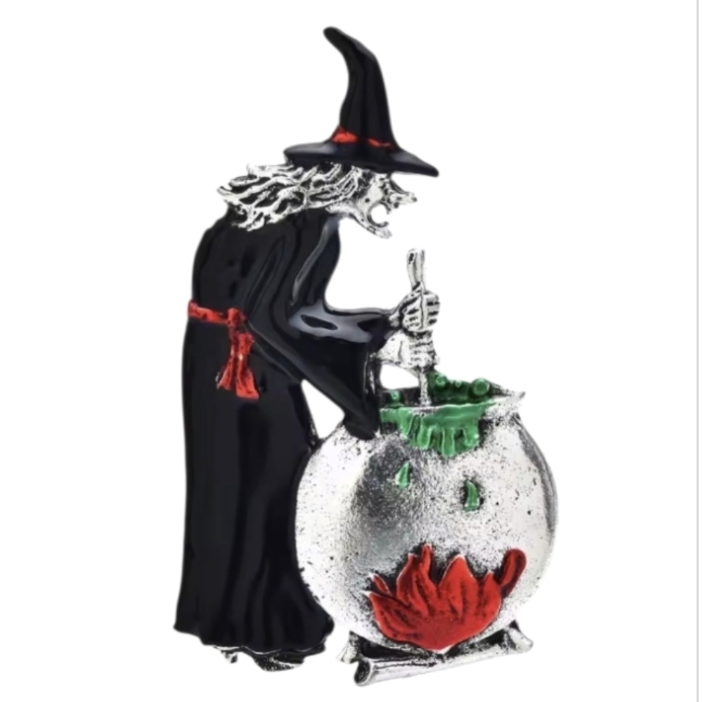 New Witch’s Brew Cauldron Brooch Halloween Spooky Jewelry